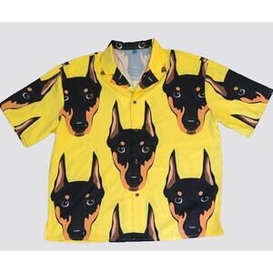 Rare Dobermann Pinscher Dog Graphic Hawaiian Camp Shirt Size XL *** Great Gift!